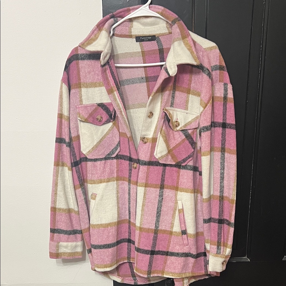 Plaid Pink and Cream Women's Jacket